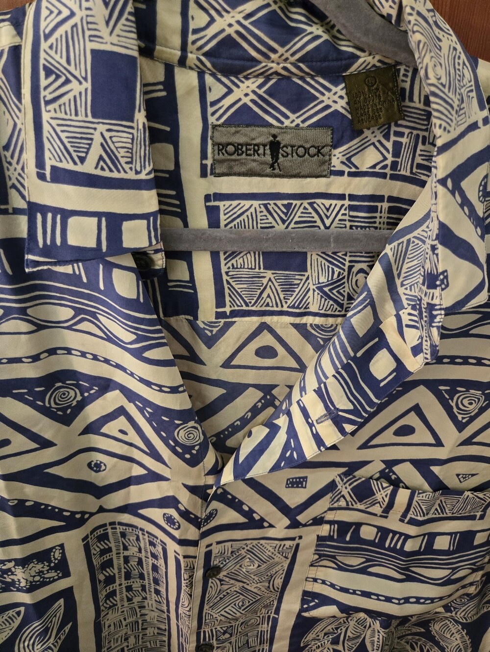 Robert Stock Blue & Cream Printed Button-Up Shirt